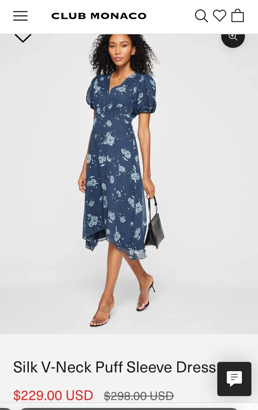 Club Monaco Silk V-Neck Puff Sleeve Dress Size 4 image indicator(5)