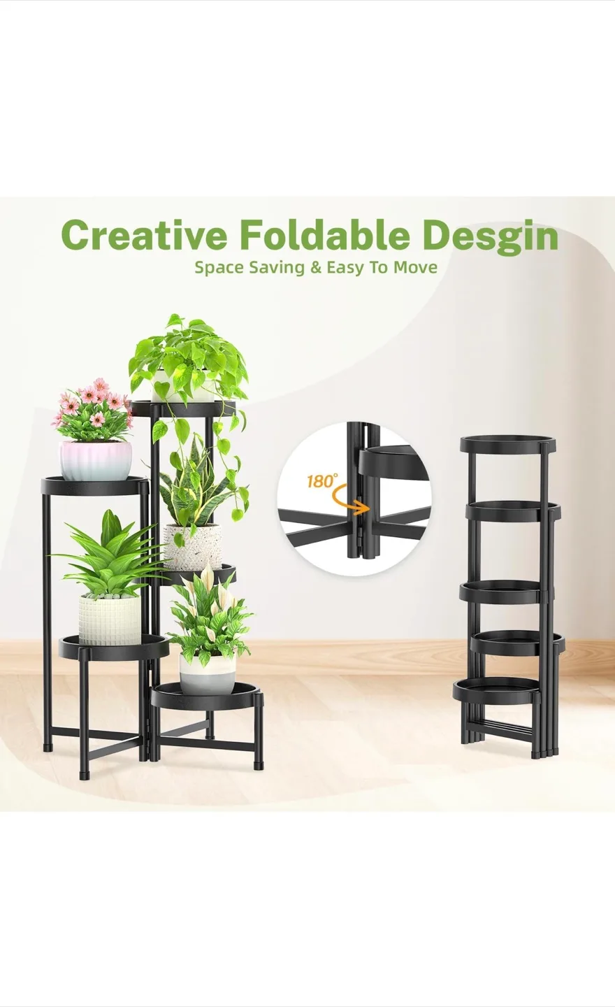 Black 5-Tier Foldable Plant Stand thumbnail