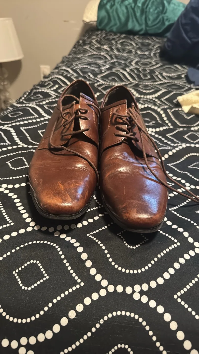 Men's Leather Oxford Shoes - Brown & Black thumbnail