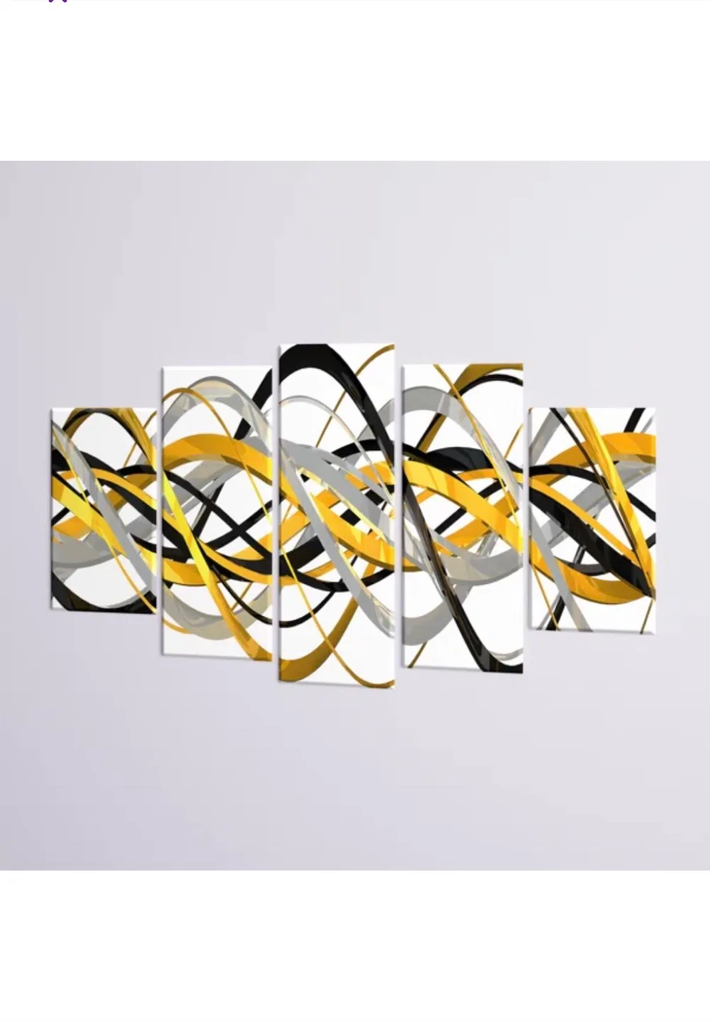 5-Piece Abstract Gold, Black, and Grey Canvas Wall Art image indicator(3)
