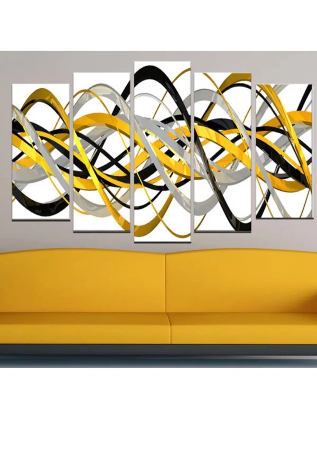 5-Piece Abstract Gold, Black, and Grey Canvas Wall Art image indicator(2)