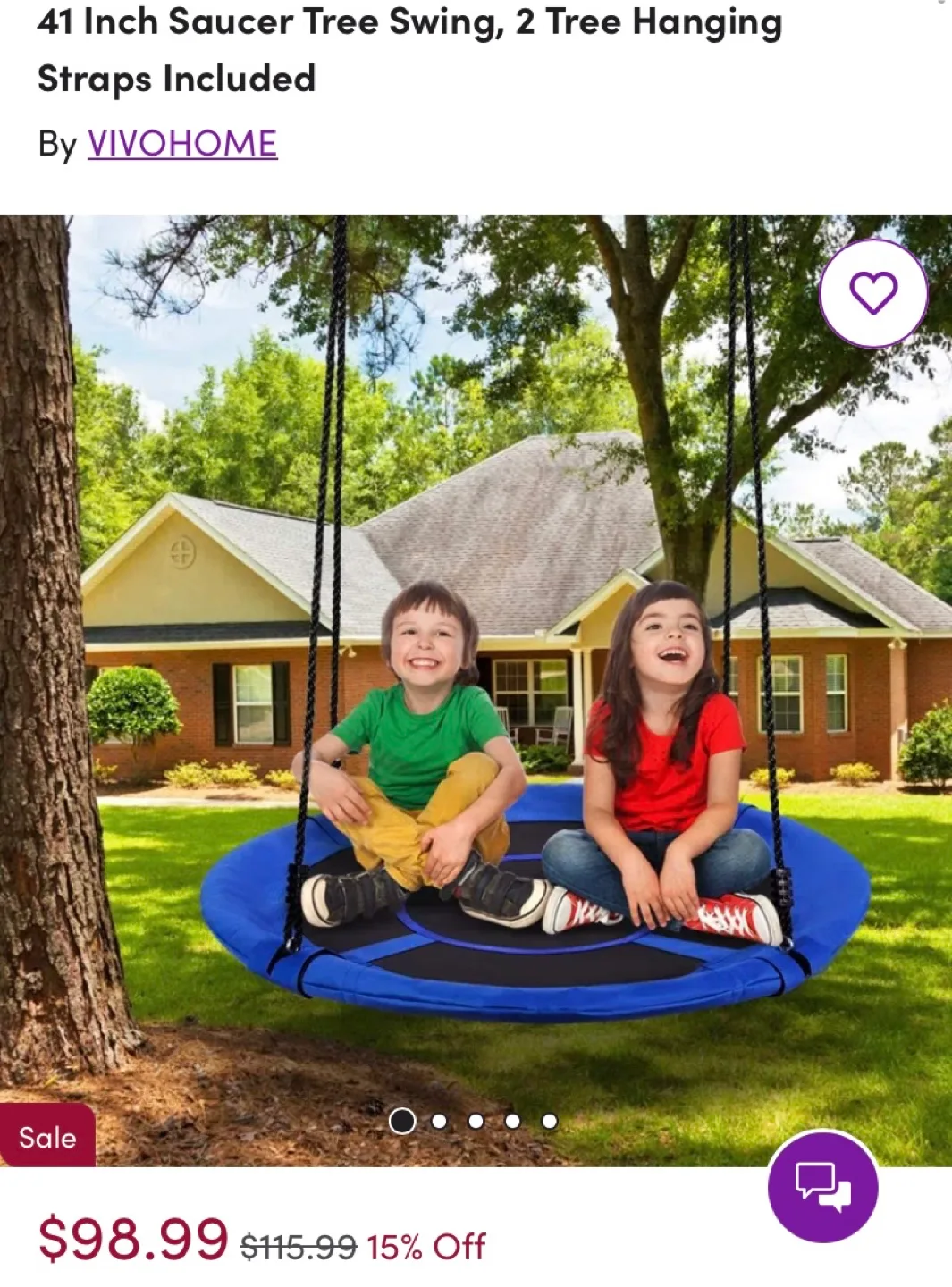 New 41 Inch Saucer Tree Swing thumbnail