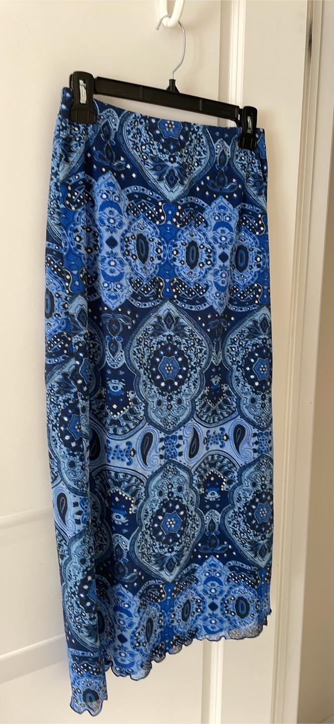 Women's Blue and Black long Skirt, Size M