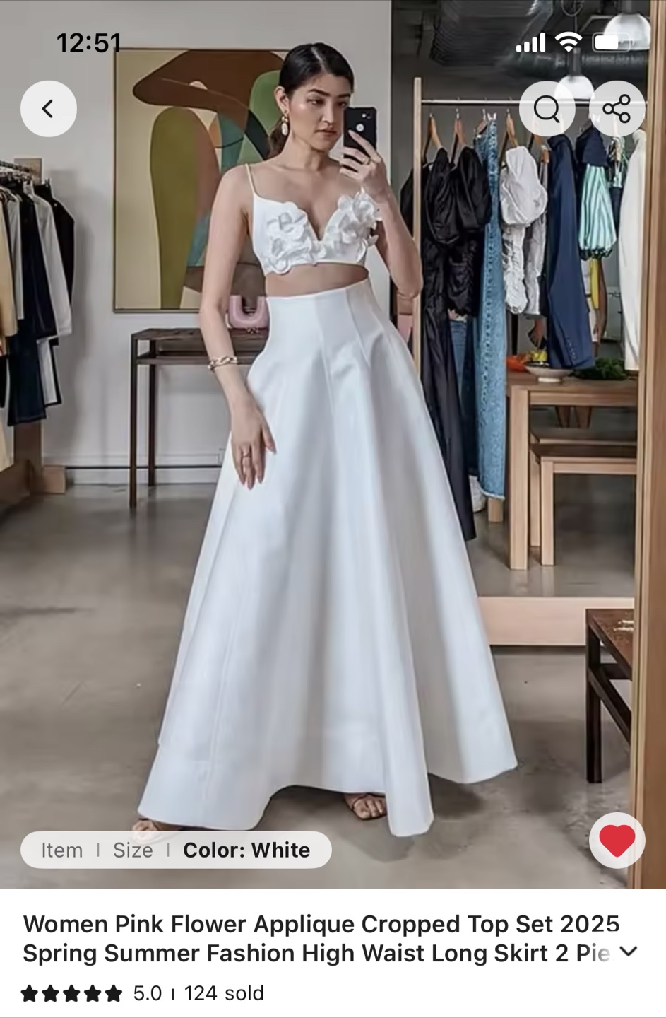 Brand new White floral crop top and maxi skirt set