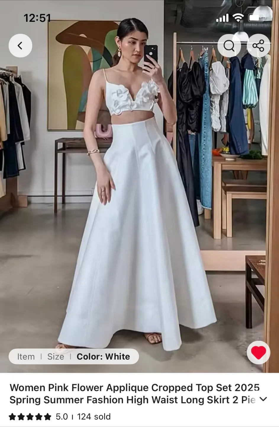 Brand new White floral crop top and maxi skirt set thumbnail