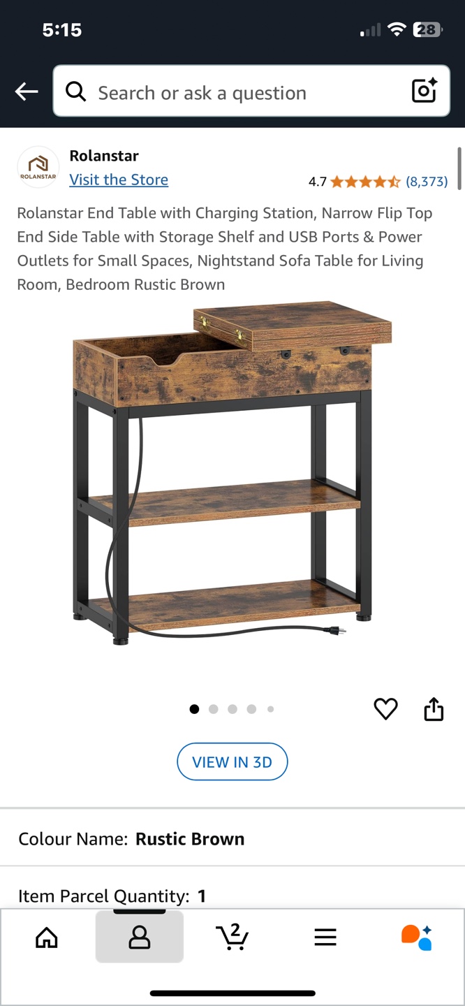 End Table with Charging Station