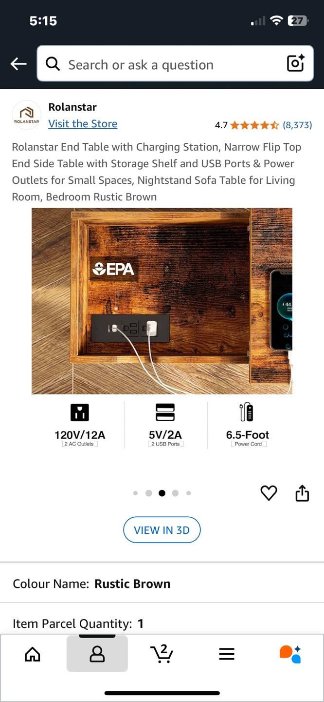 End Table with Charging Station - photo 3