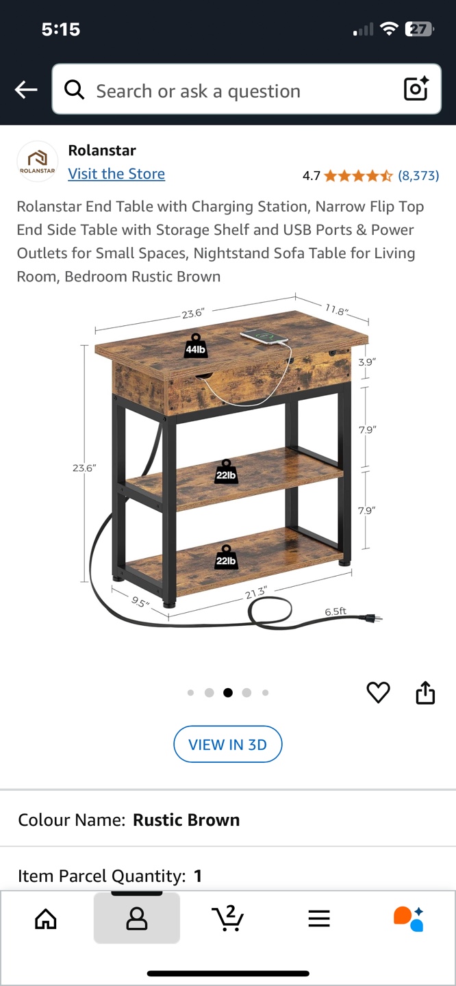 End Table with Charging Station - photo 2