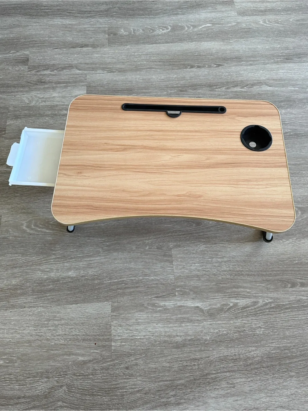 Portable laptop desk, foldable bed tray table with a cup holder thumbnail