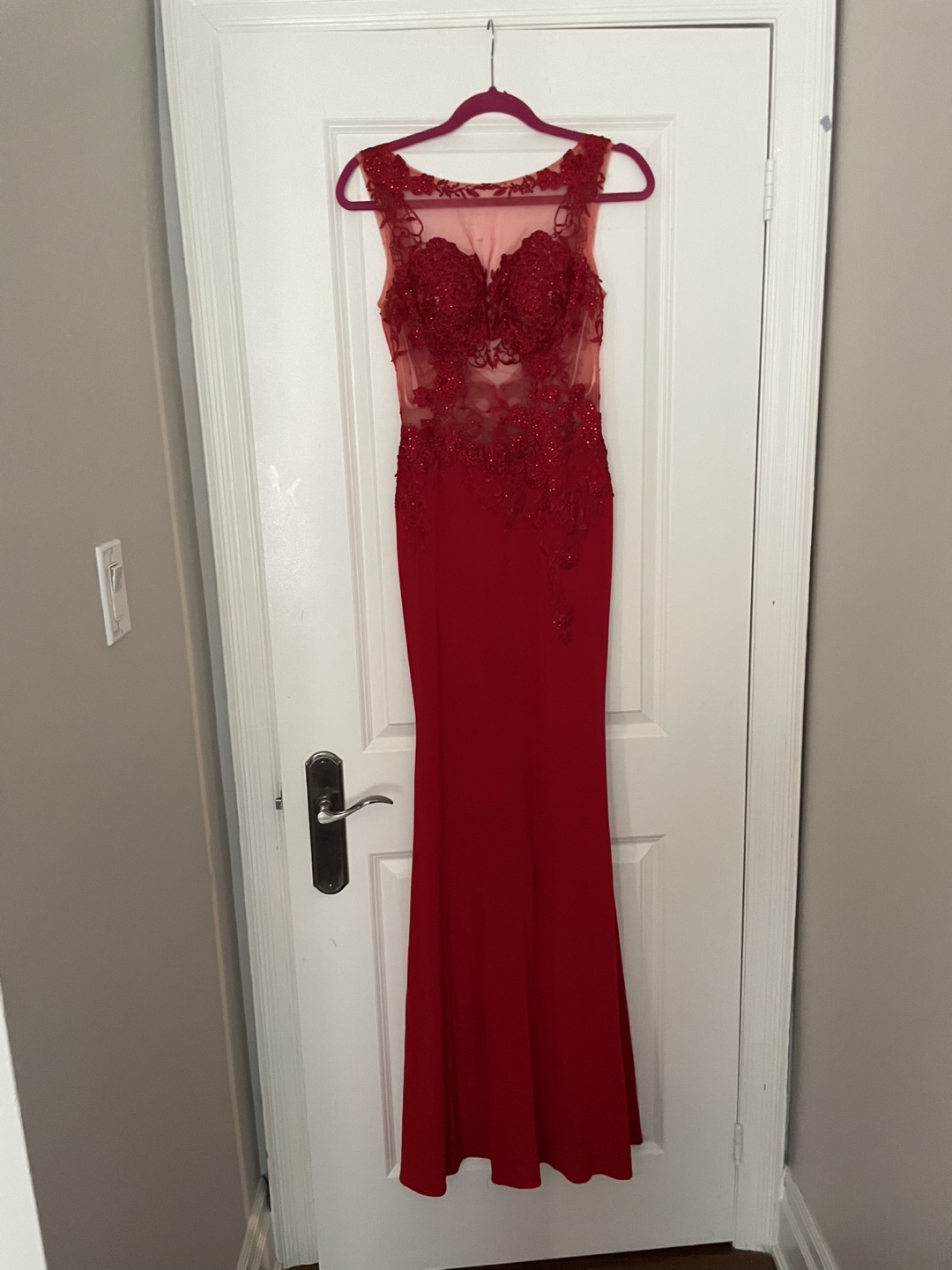 Stunning Red Lace Prom Gown