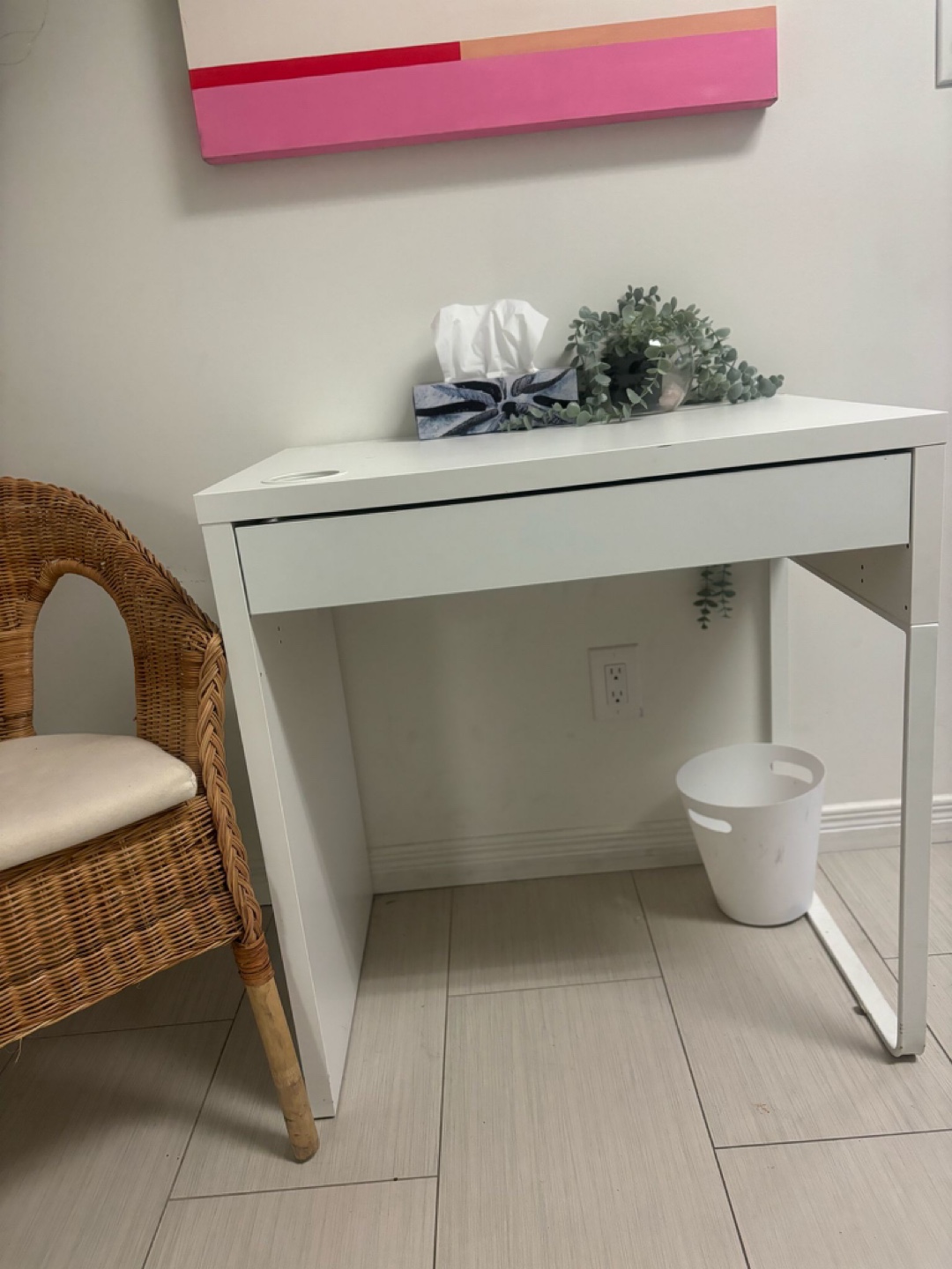 White IKEA Desk with Drawer