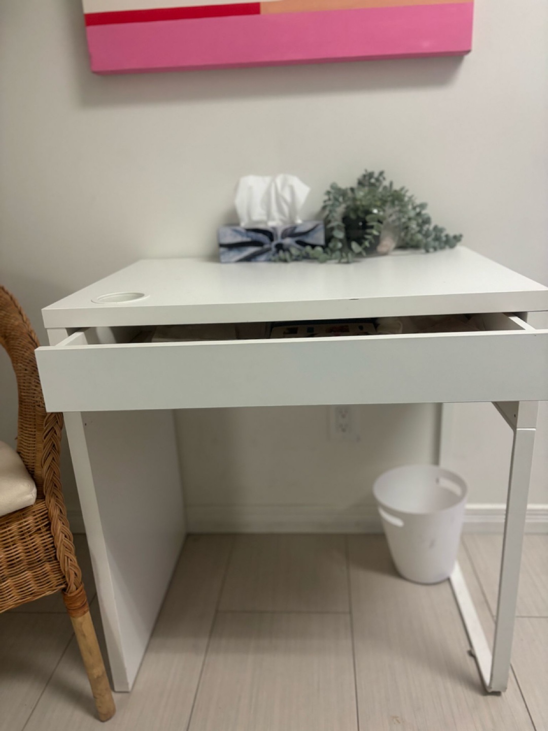 White IKEA Desk with Drawer - photo 5