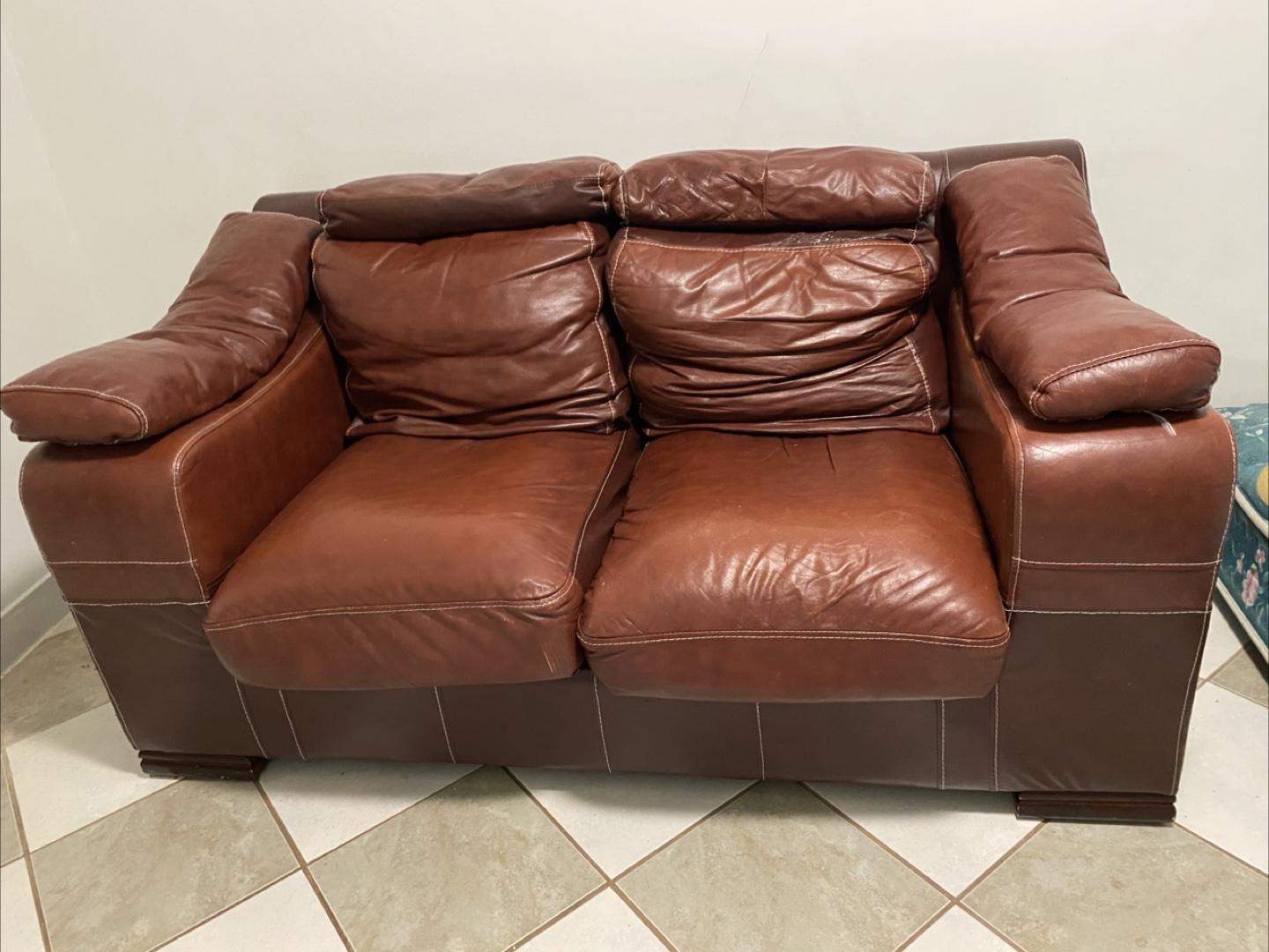 Brown Leather Loveseat
