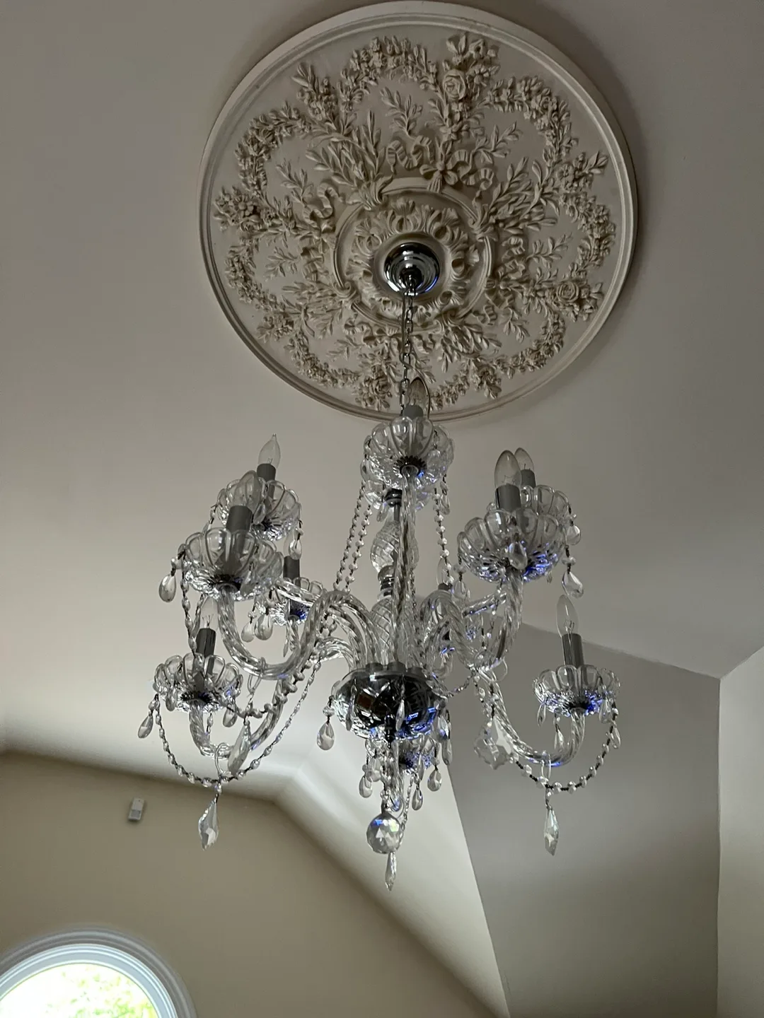 Elegant Crystal Chandelier & Matching Ceiling Medallion image indicator(3)