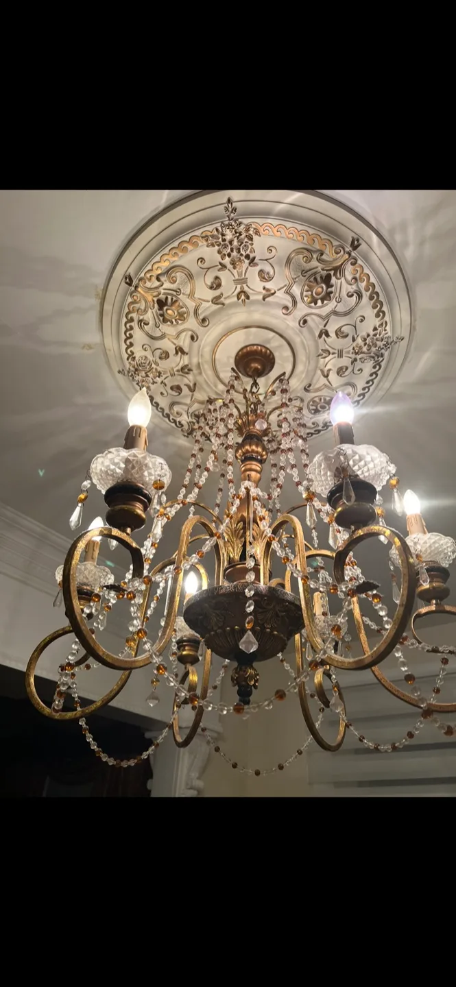 Elegant Crystal Chandelier & Matching Ceiling Medallion image indicator(2)
