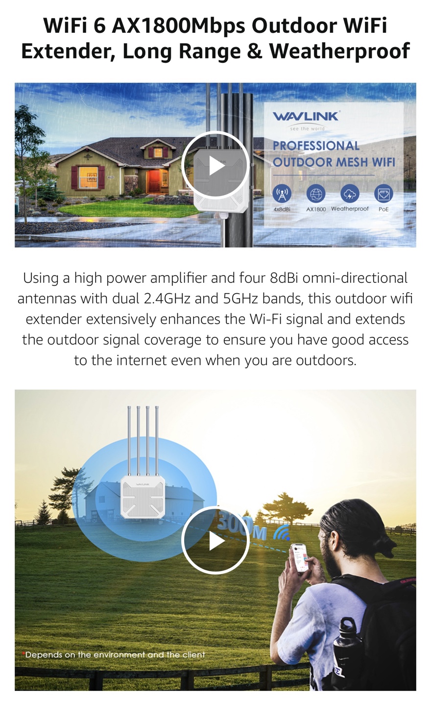 WAVLINK AX1800 Long Range Outdoor WiFi Extender - photo 3