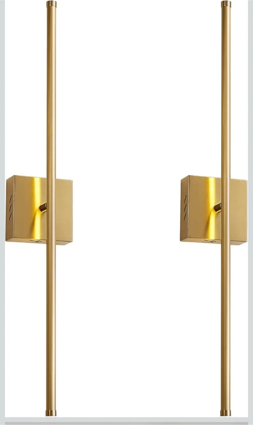 Pair of Matte Gold LED Wall Sconces - 24.4 Inches thumbnail