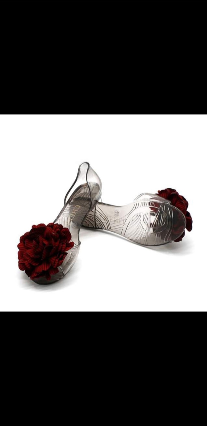 Clear Jelly Shoes with Flower Accent - photo 2