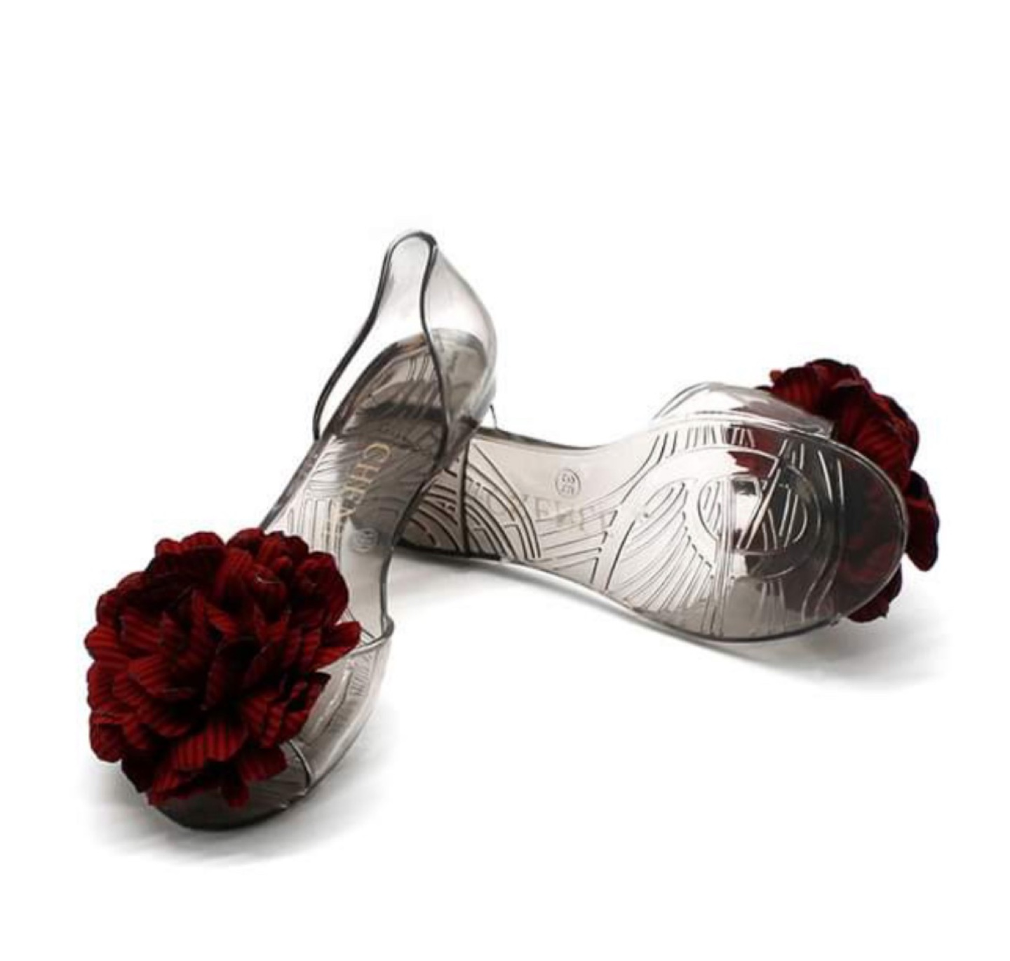 Clear Jelly Shoes with Flower Accent - photo 3