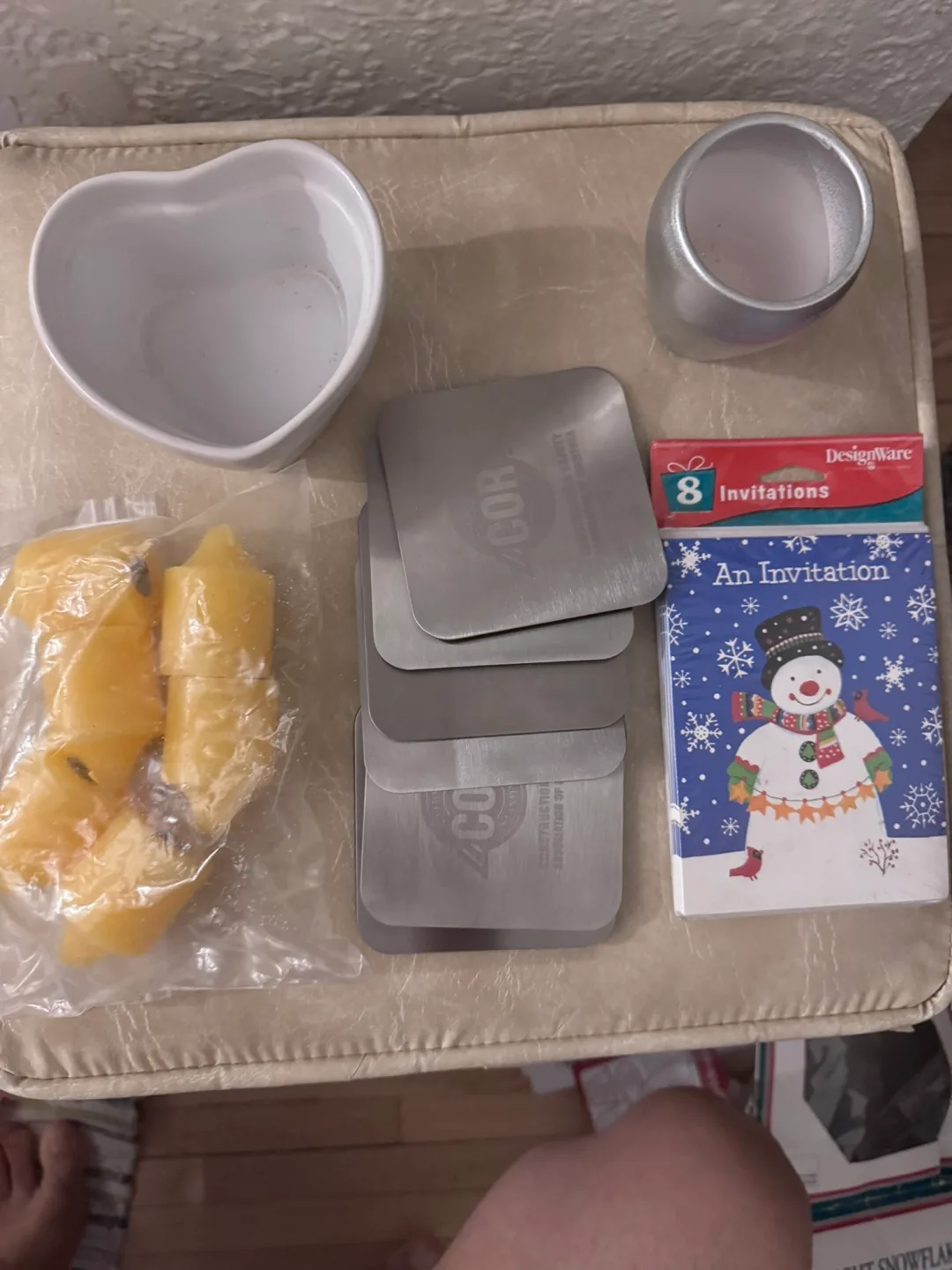 Assorted Christmas Items: Candles, Coasters, & Invitations thumbnail