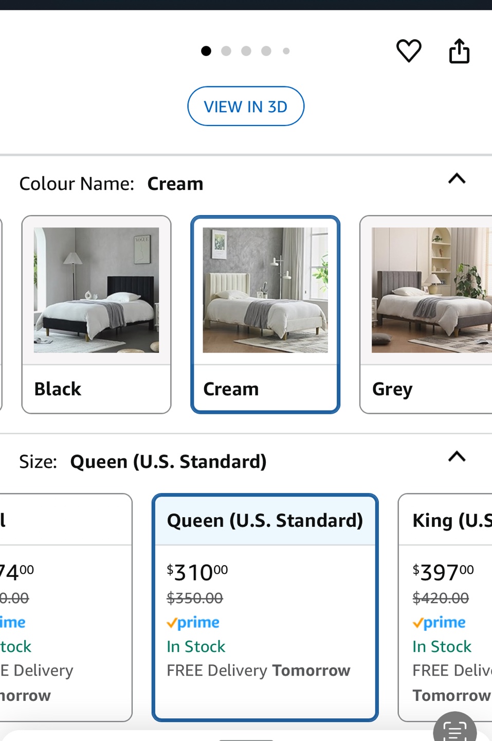 YUHUASHI Queen Upholstered Platform Bed Frame - Cream - photo 4