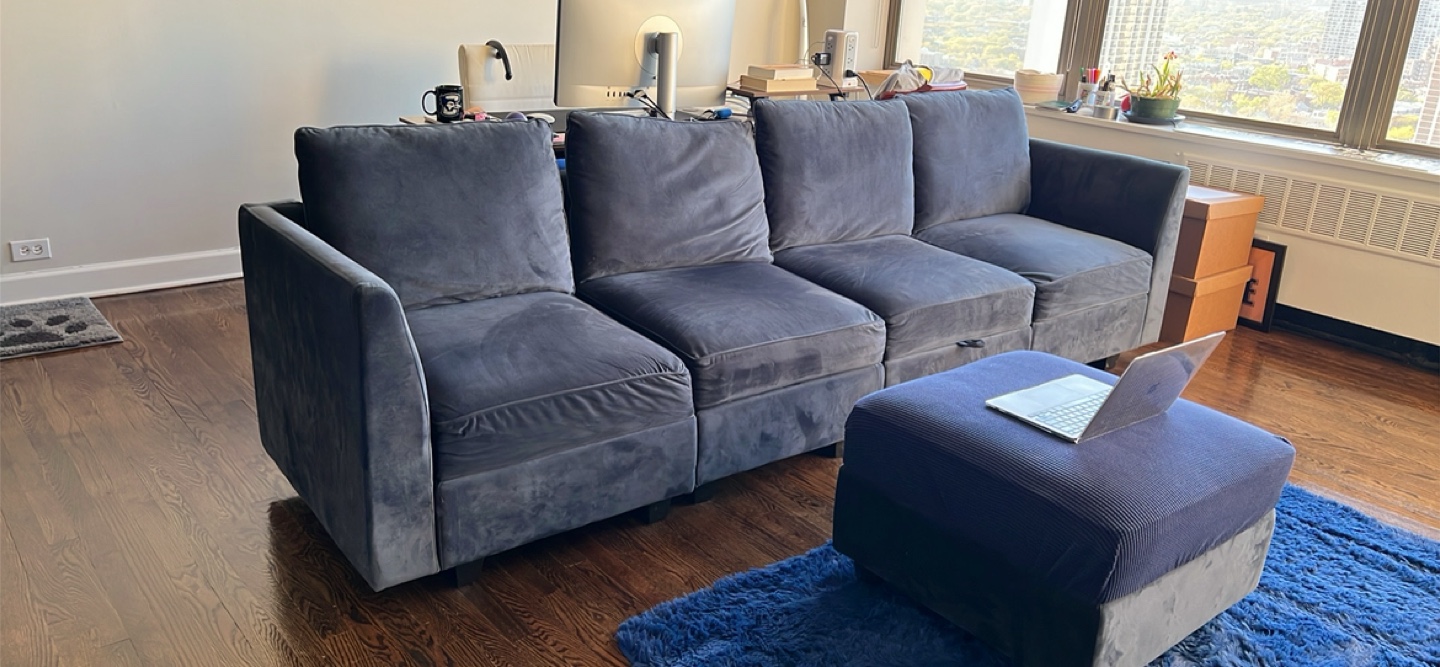 Navy Blue HONBAY Modular Sectional Sofa with Ottoman