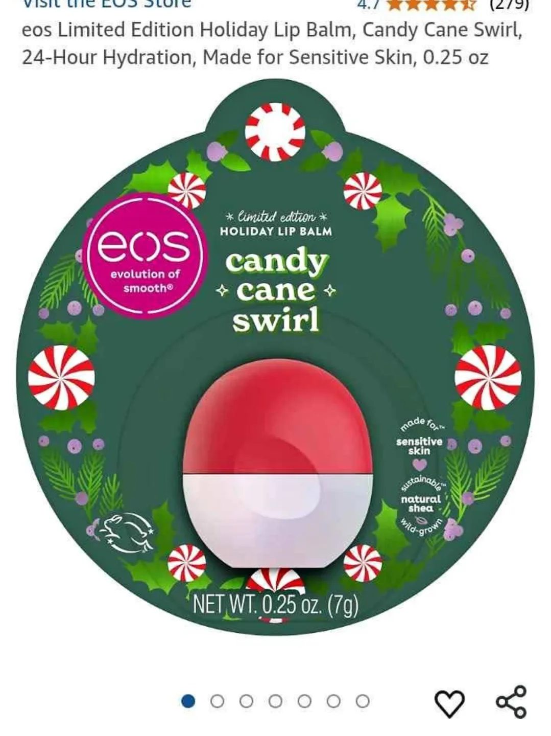 EOS Limited Edition Holiday Lip Balm - Candy Cane Swirl thumbnail