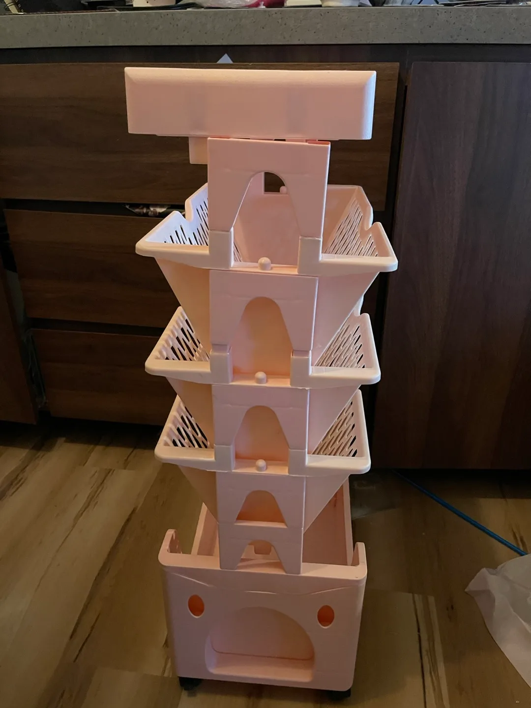 Pink 4-Tier Rolling Storage Cart Organizer image indicator(2)