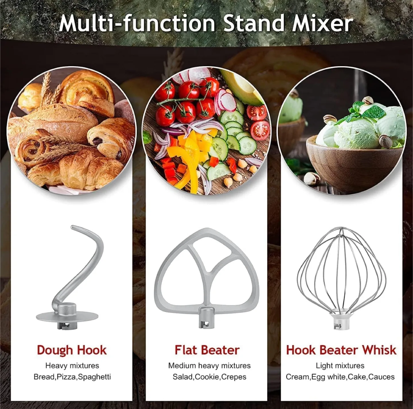 Rose Gold Cooklee Stand Mixer - 10 Speeds, image indicator(6)