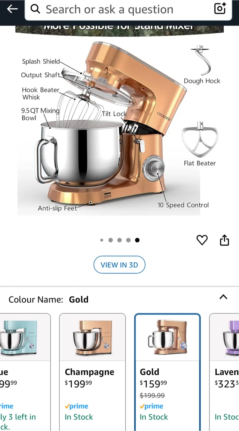 Rose Gold Cooklee Stand Mixer - 10 Speeds, image indicator(10)