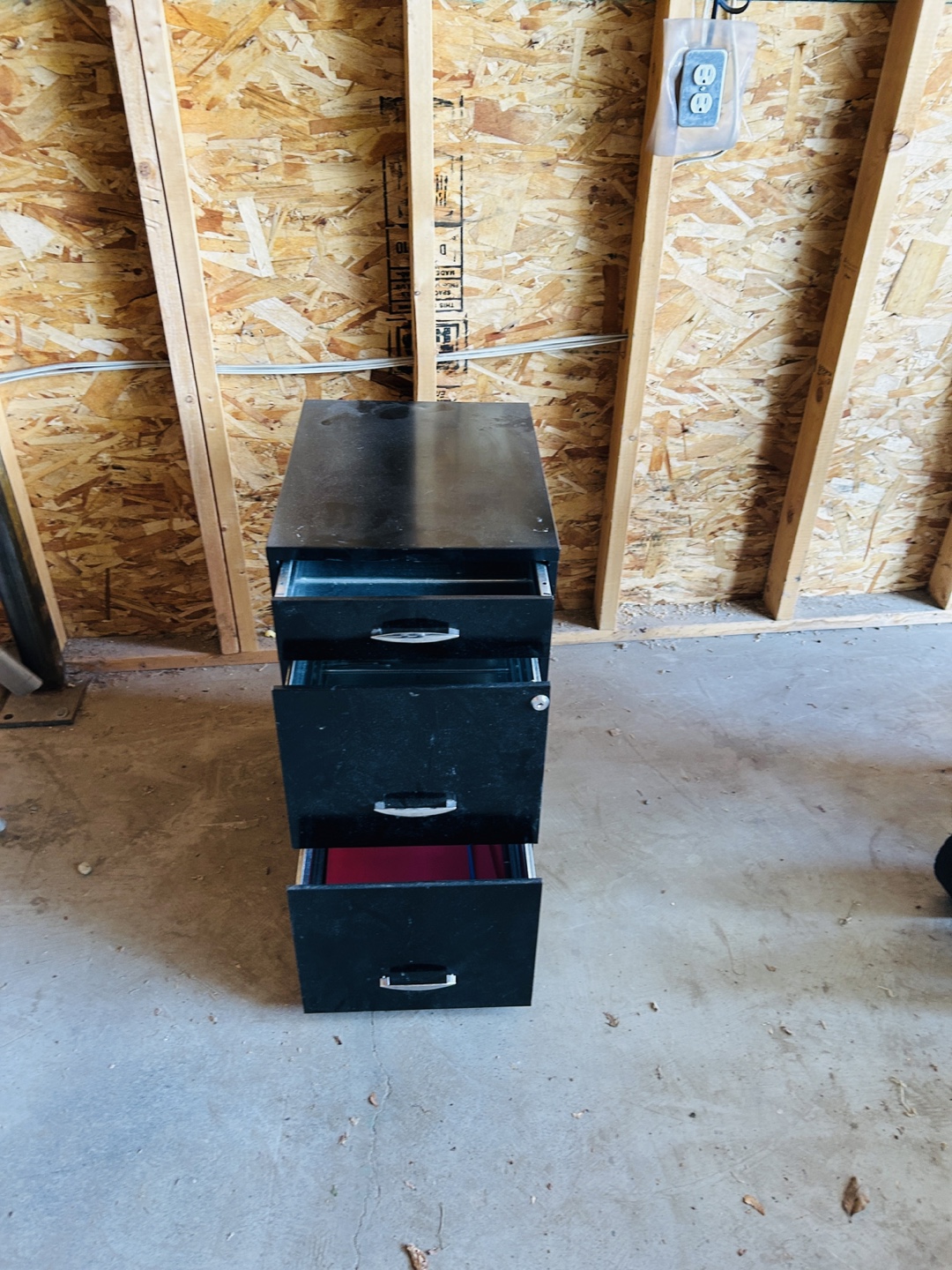 Black Metal Three-Drawer Filing Cabinet - photo 2