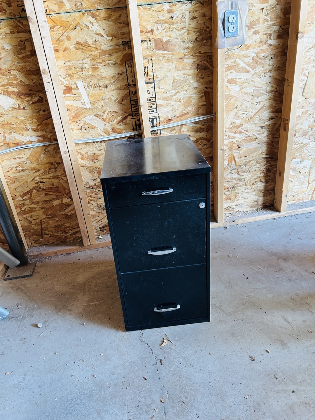 Black Metal Three-Drawer Filing Cabinet - photo 5