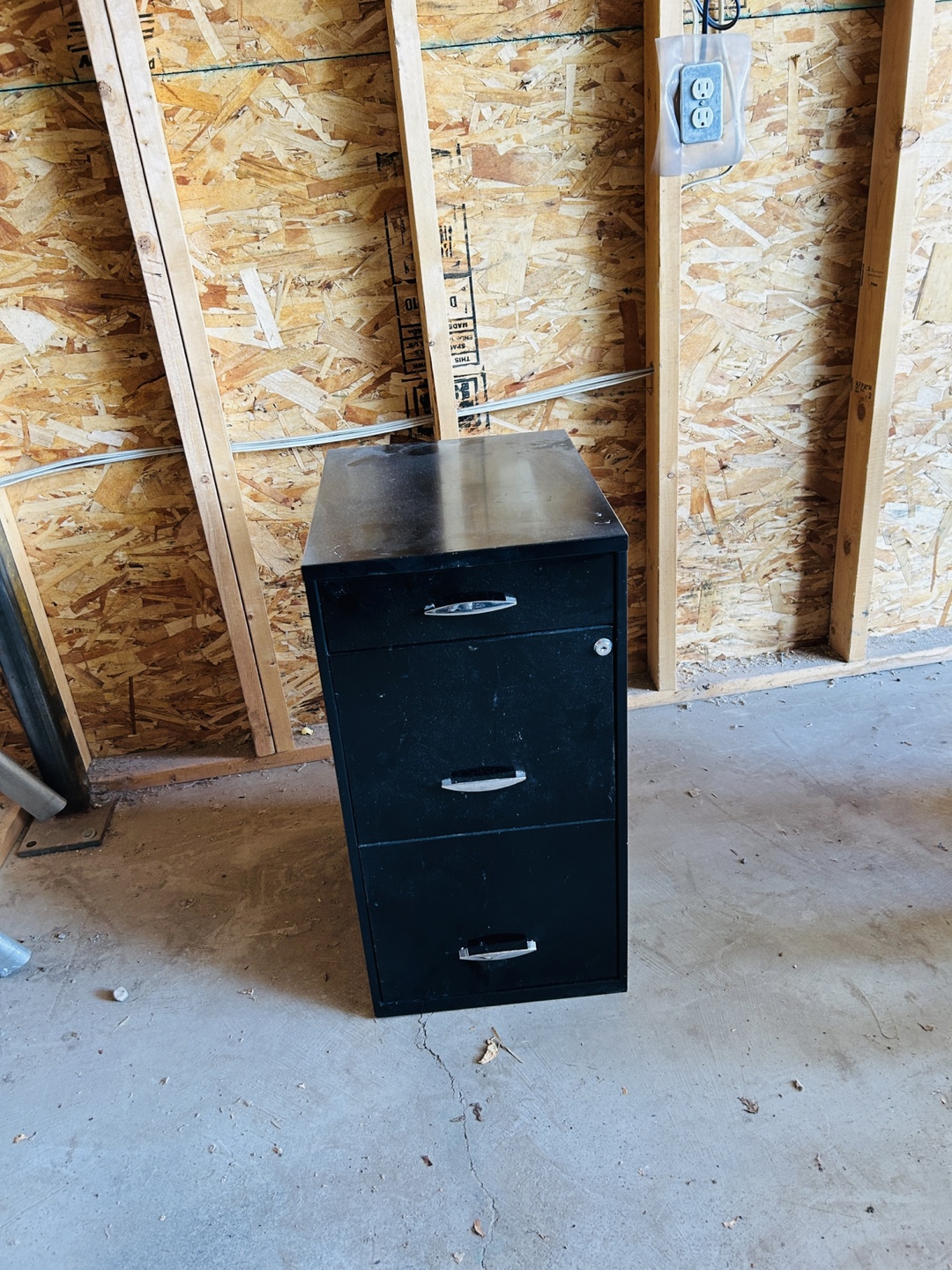 Black Metal Three-Drawer Filing Cabinet - photo 4