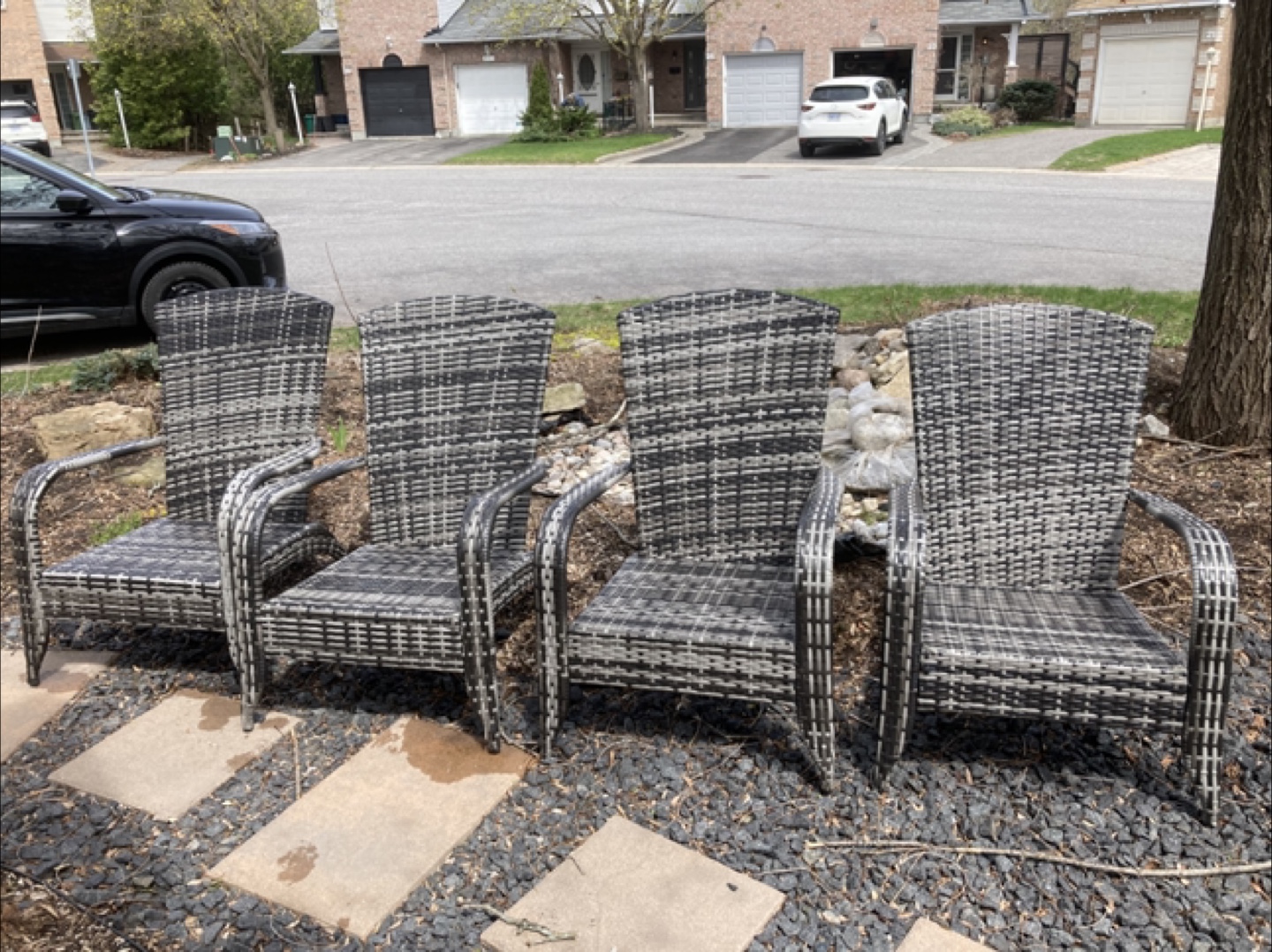 Four Outsunny Wicker Patio Chairs