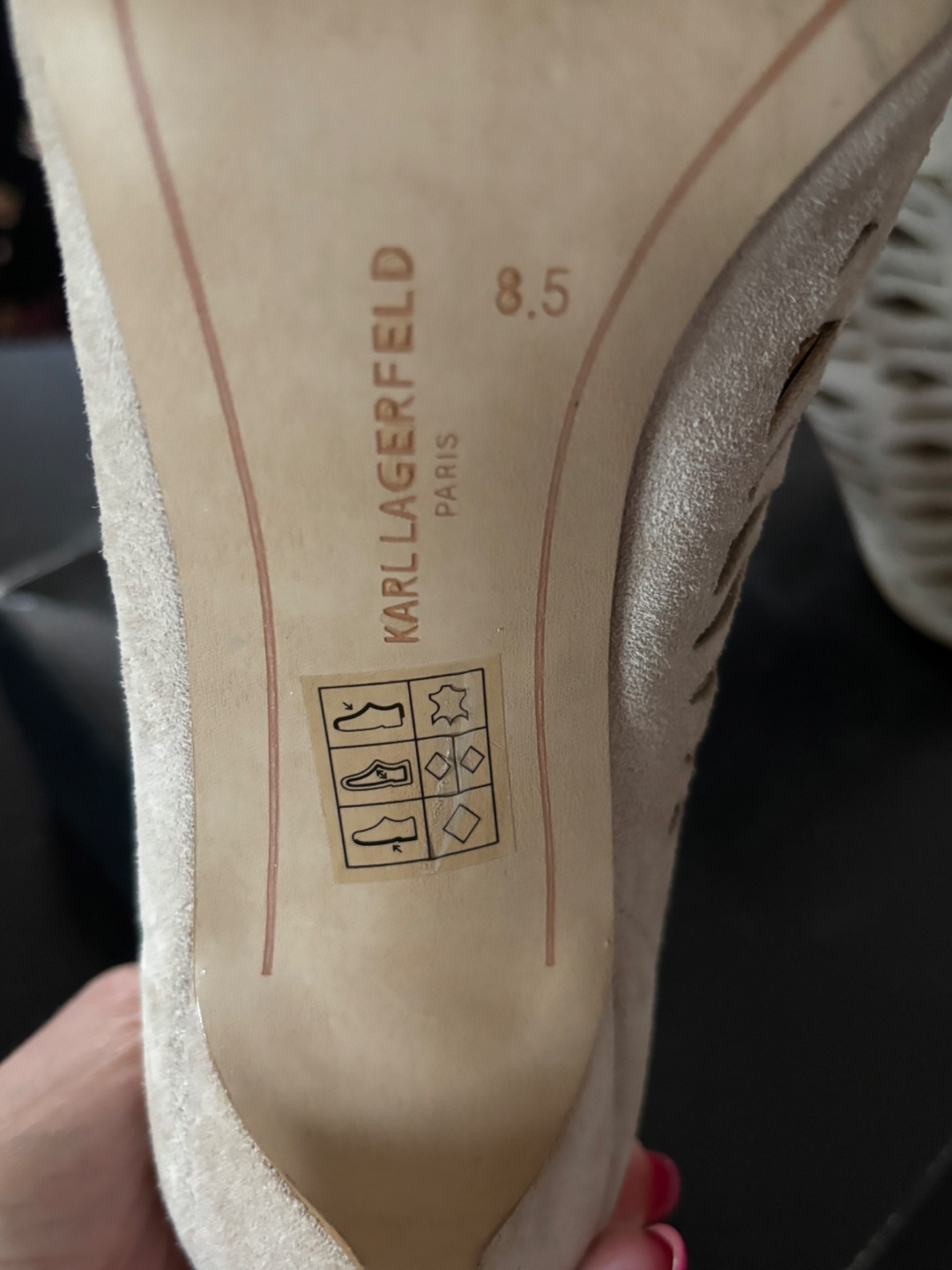 Karl Lagerfeld Paris Beige Cut-Out Lace-Up Heels - Size 8.5 - photo 3