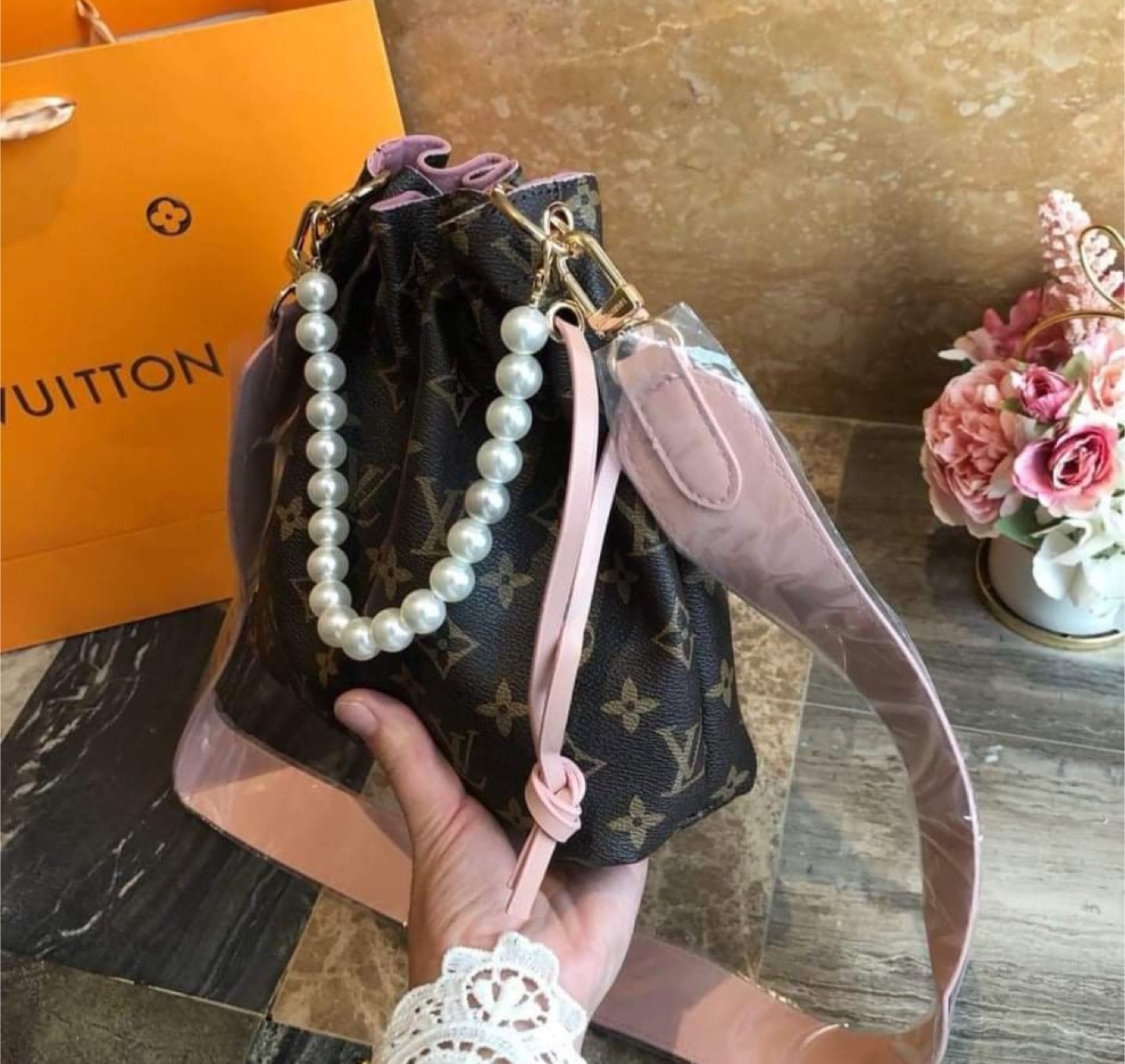 Louis Vuitton Mini Bucket Bag with Pearl Strap - photo 2