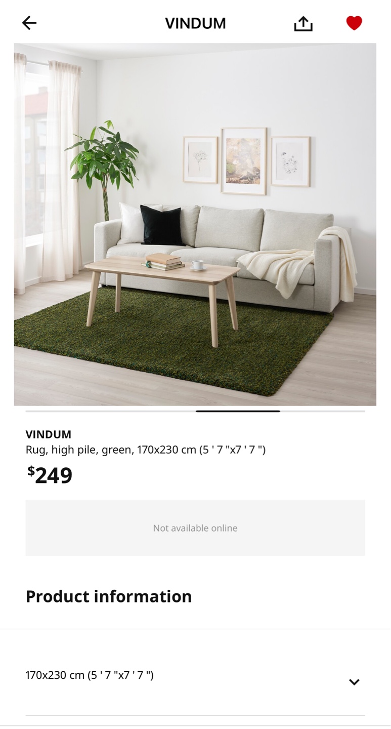 VINDUM IKEA Rug - Green High Pile | Karrot