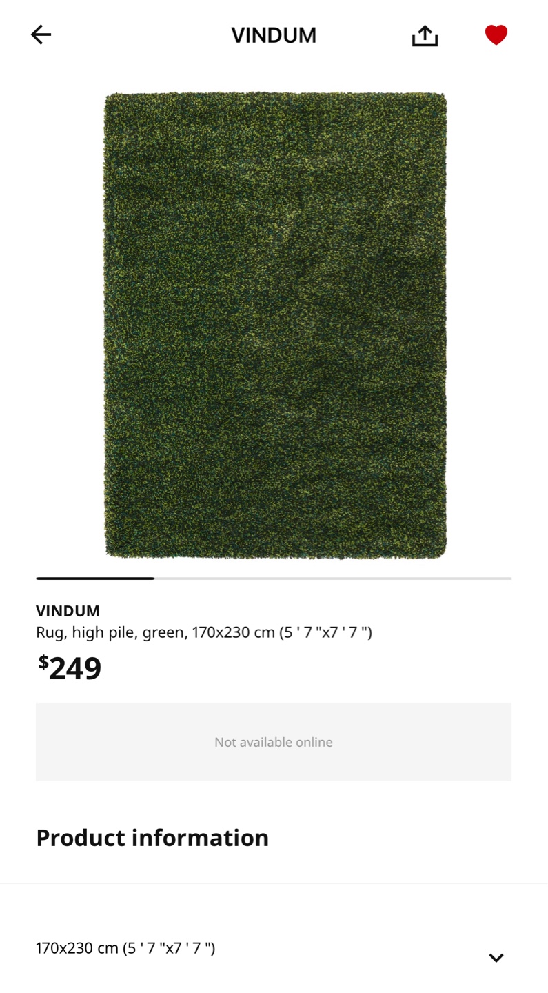 VINDUM IKEA Rug - Green High Pile | Karrot