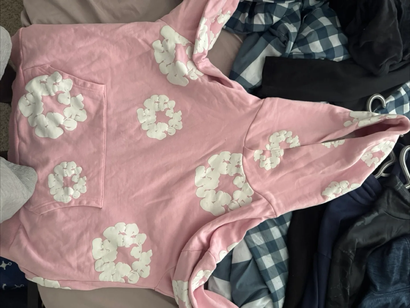 Denim Tears Pink Flower Hoodie - Size M thumbnail