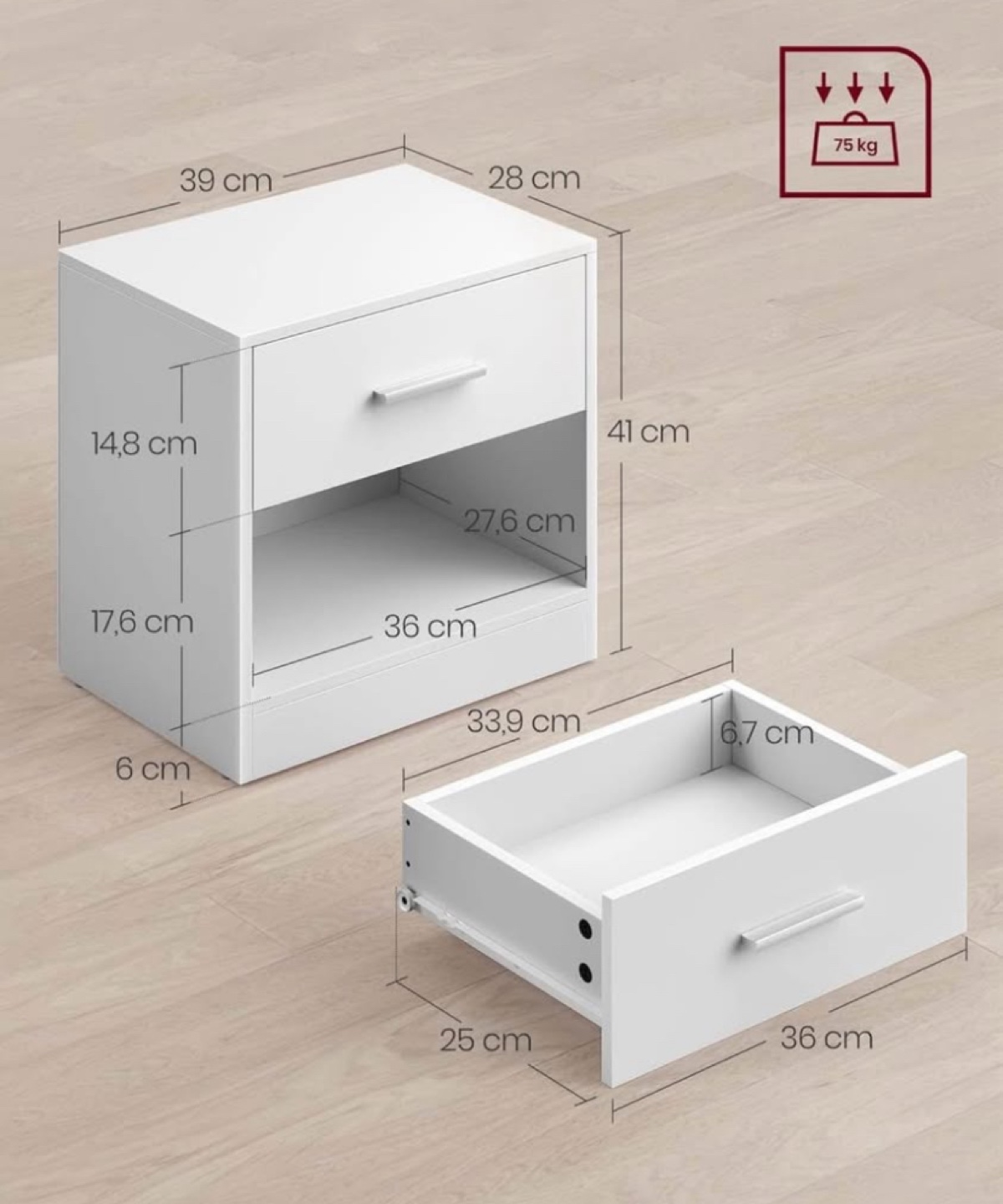 BNIB 2 white bedside or Living room table - photo 3