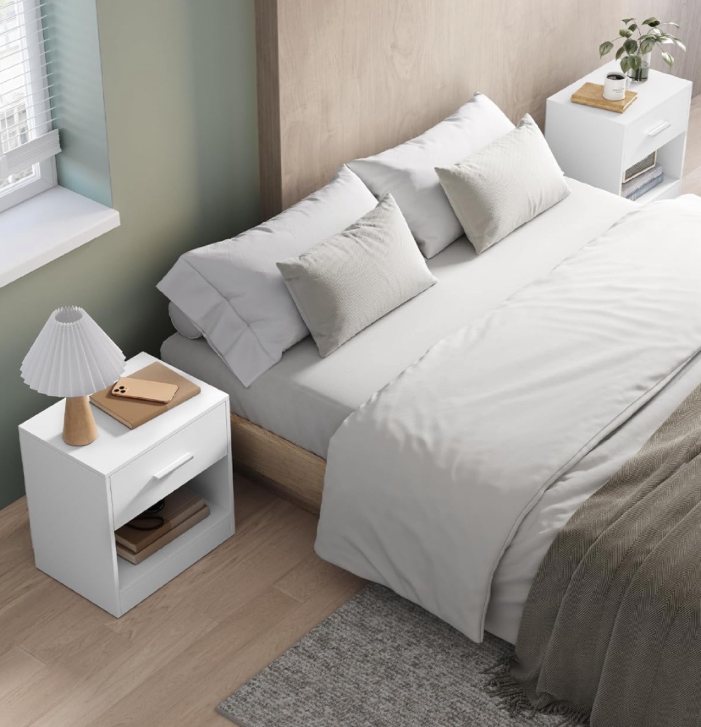 BNIB 2 white bedside or Living room table
