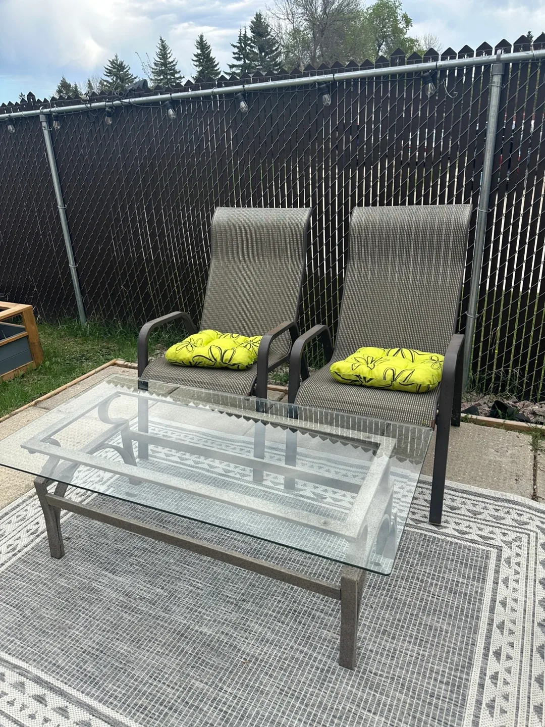 Patio Set - 2 Chairs and Glass Top Coffee Table thumbnail