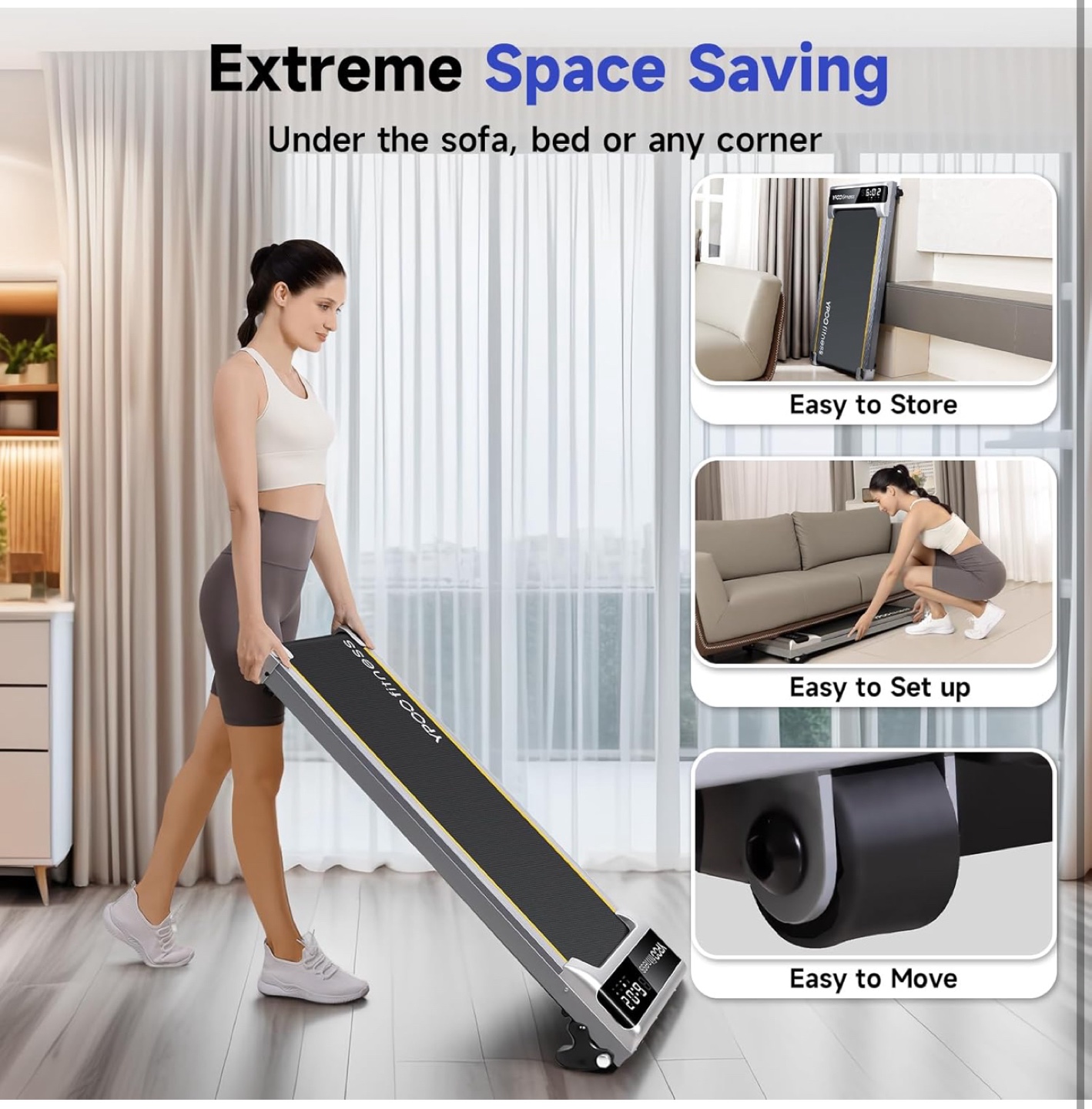 YPOO Fitness Under Desk Walking Treadmill - Space-Saving Design - photo 4