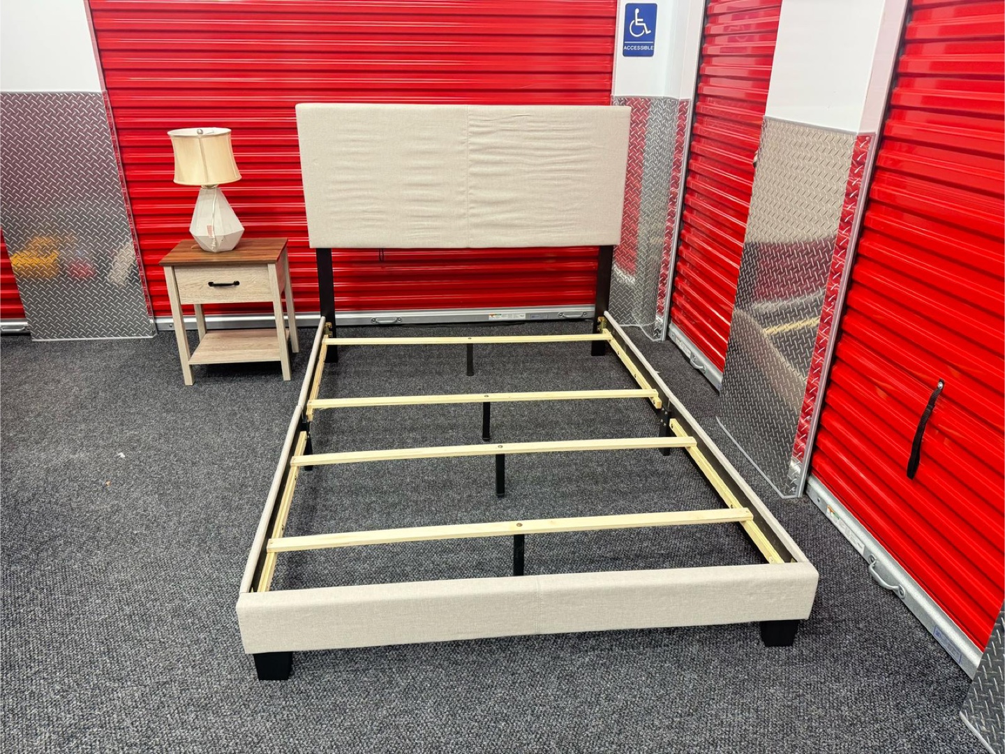Full Bed Frame with Nightstand and Lamp - photo 2