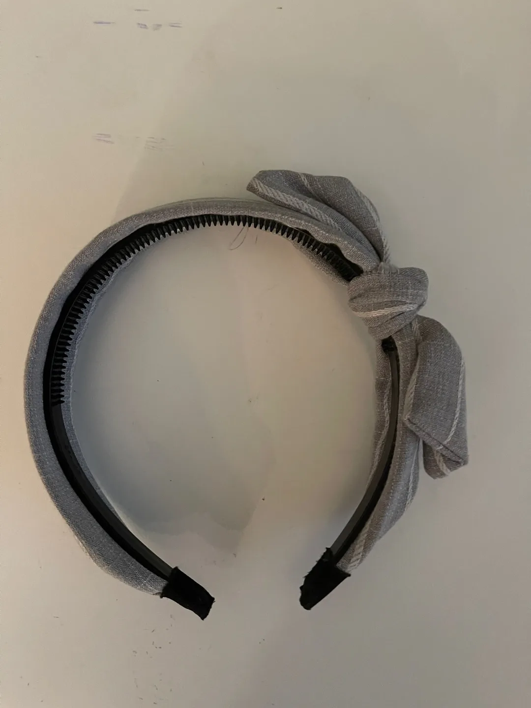 Grey Striped Bow Headband thumbnail