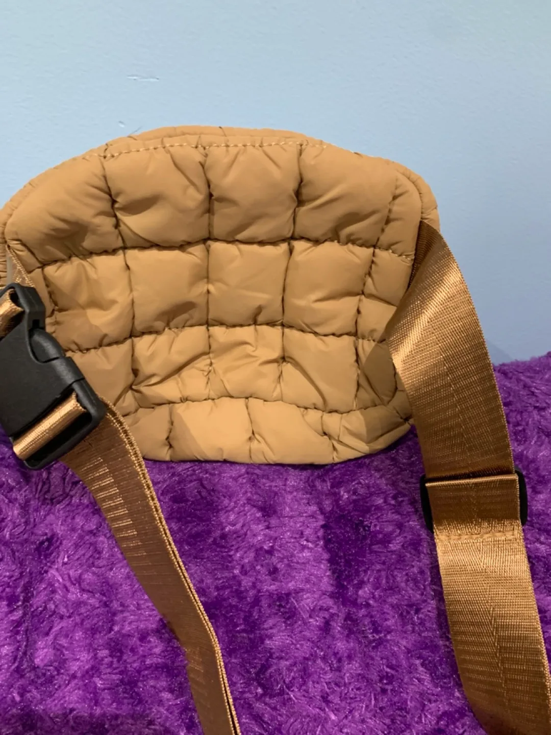 Tan quilted crossbody bag image indicator(2)