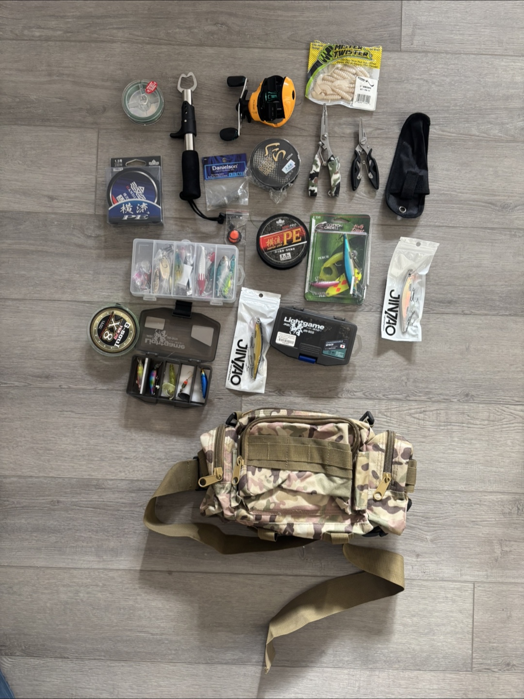 Fishing Tackle Bundle - Lures, Line, Tools & Bag