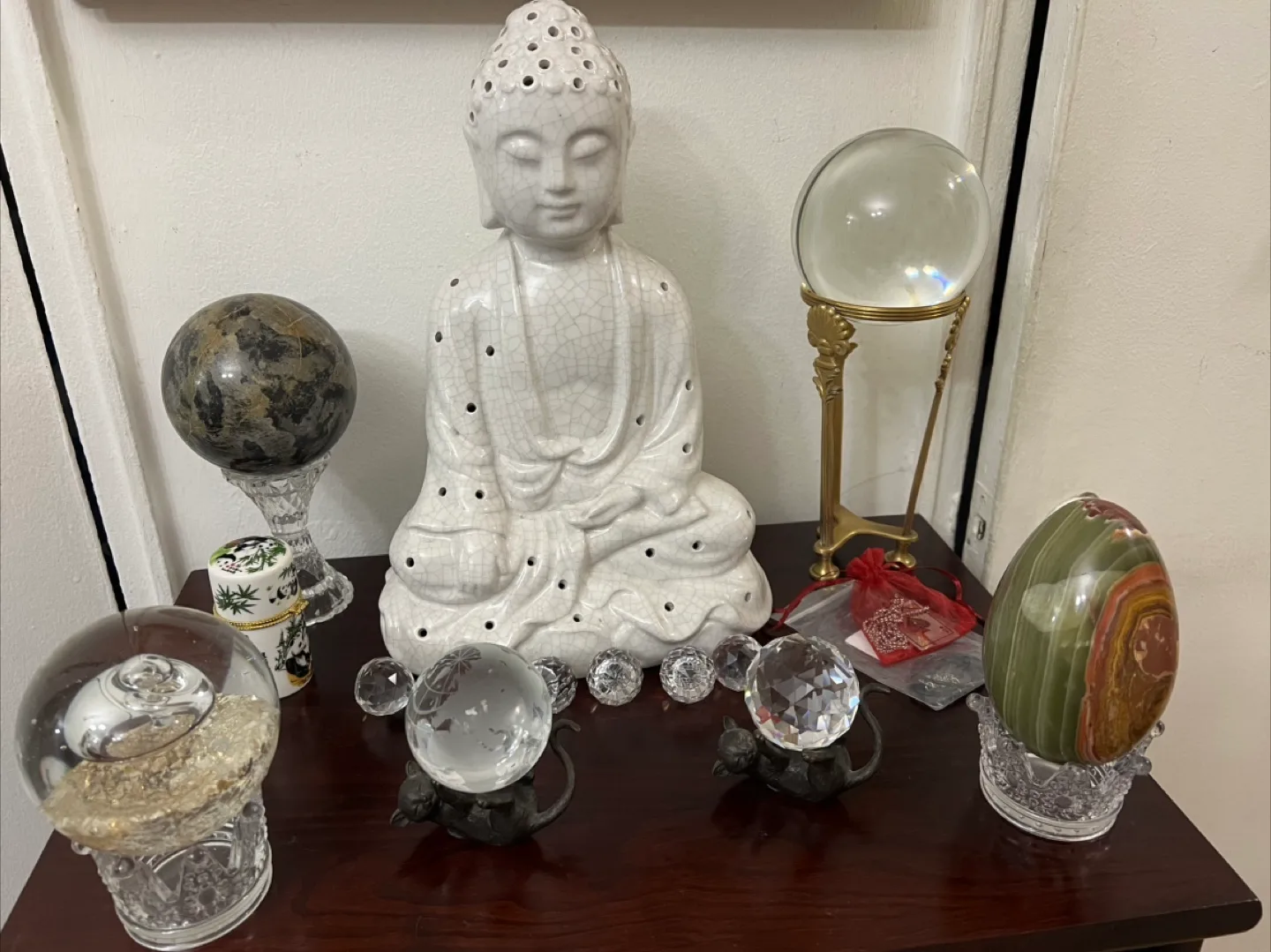 White Ceramic Buddha Statue with Light Holes image indicator(4)