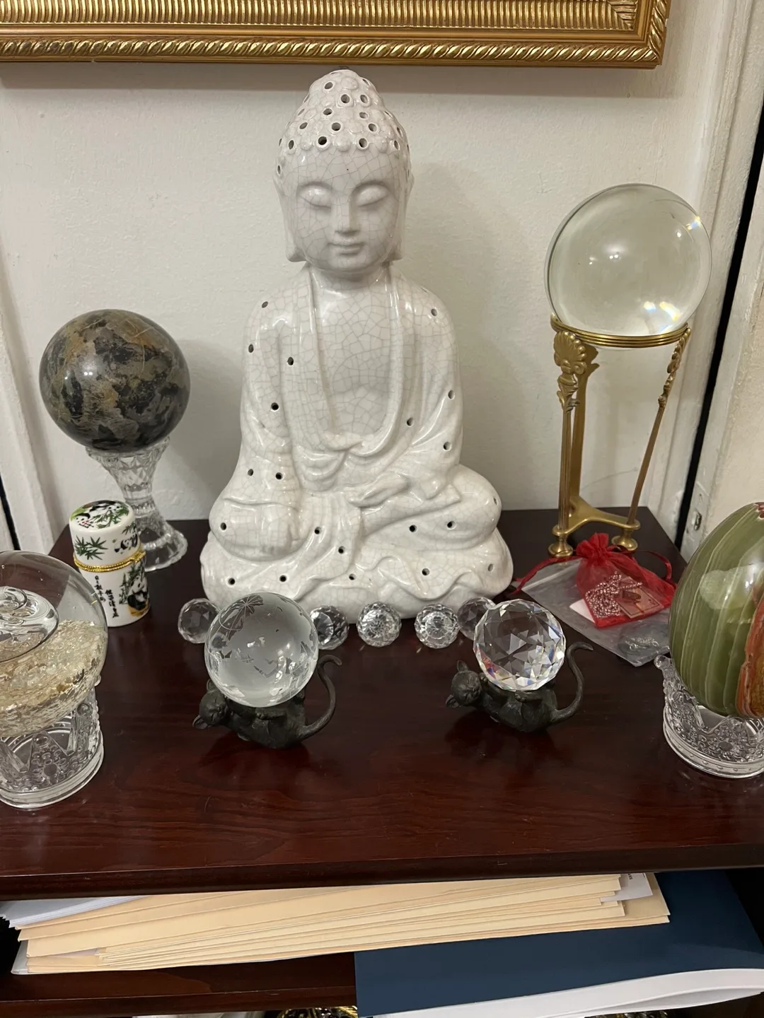 White Ceramic Buddha Statue with Light Holes image indicator(2)