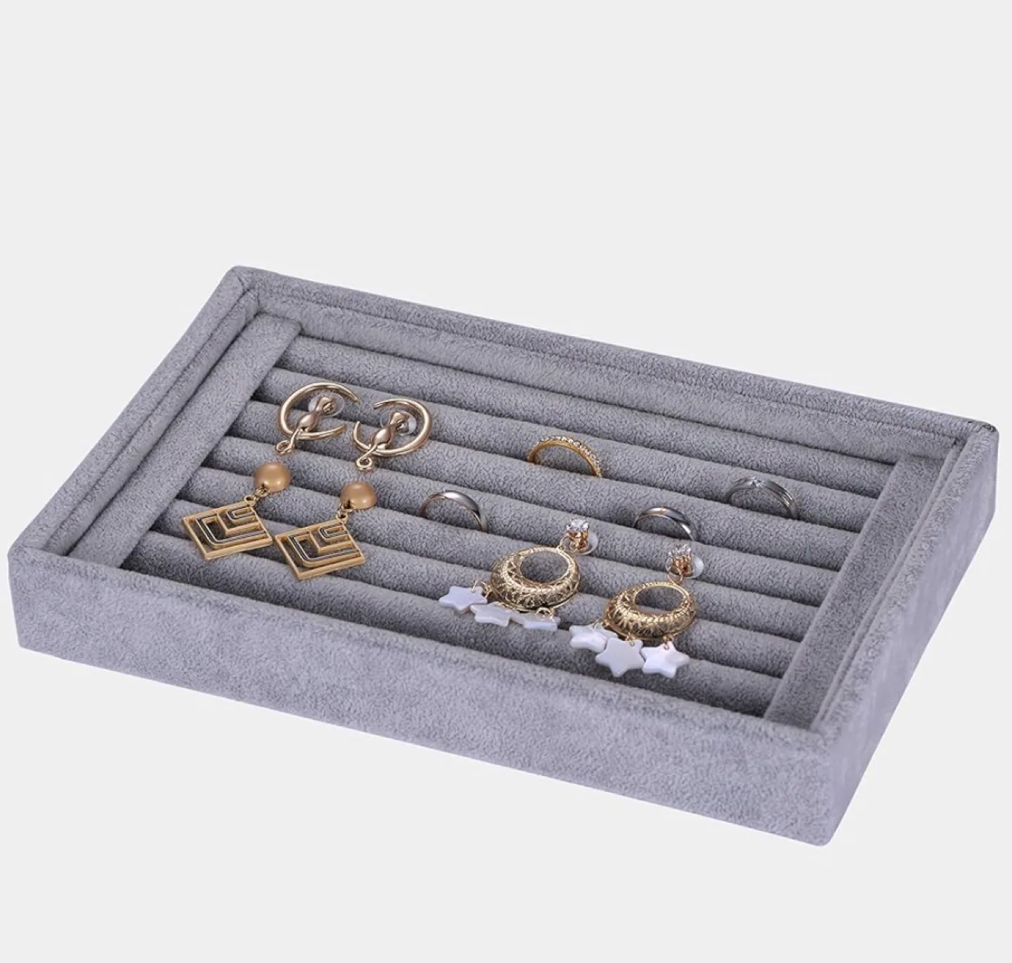 Grey Velvet Jewelry Organizer Tray thumbnail